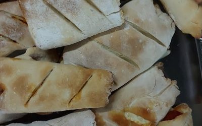 Confeção de pão com chouriço